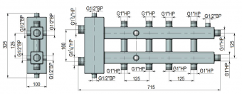 Гидравлический разделитель совмещённый с коллектором ГРК - 5