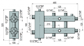 Гидравлический разделитель совмещённый с коллектором ГРК - 3